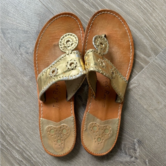 Gold Jack Roger sandals, size 11 - Picture 1 of 2